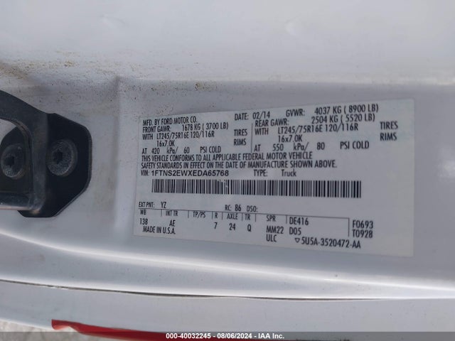 Ford E-250 Commercial 2014 1FTNS2EWXEDA65768 Image 9