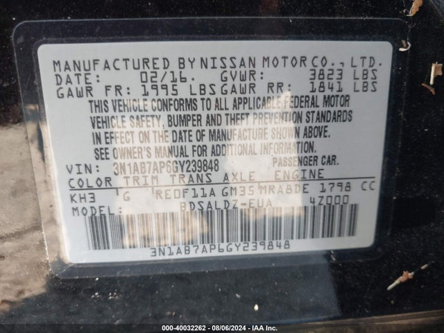 Nissan SENTRA SV 2016 3N1AB7AP6GY239848 Image 9