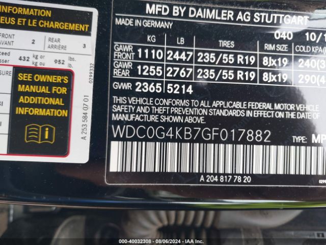 WDC0G4KB7GF017882 Mercedes-Benz Glc 300 4matic