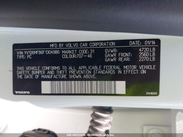 YV126MFB6F1304986 Volvo S60 T5 Premier