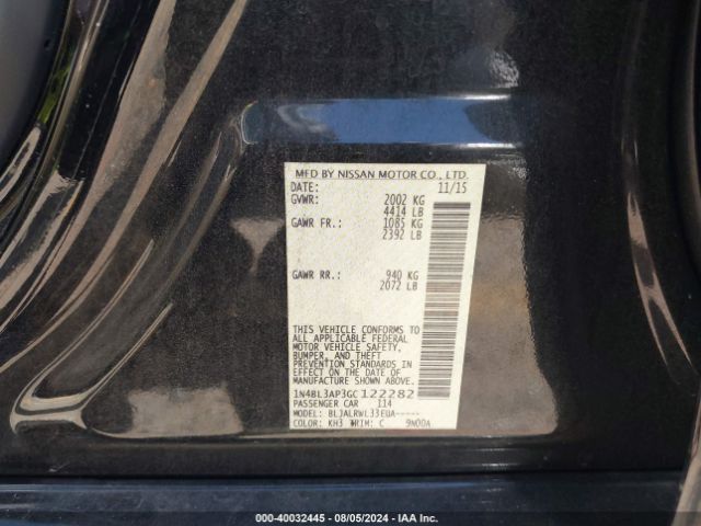 1N4BL3AP3GC122282 Nissan Altima 3.5 Sl/3.5 Sr
