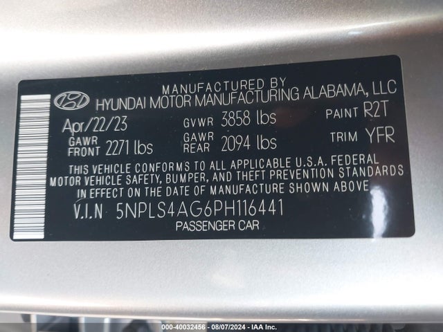 Hyundai ELANTRA SEL 2023 5NPLS4AG6PH116441 Image 9