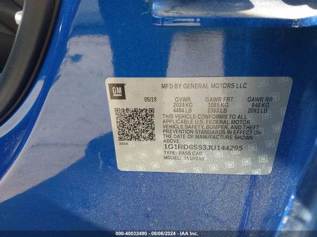 Chevrolet Volt Premier 2018 1G1RD6S53JU144295 Image 9