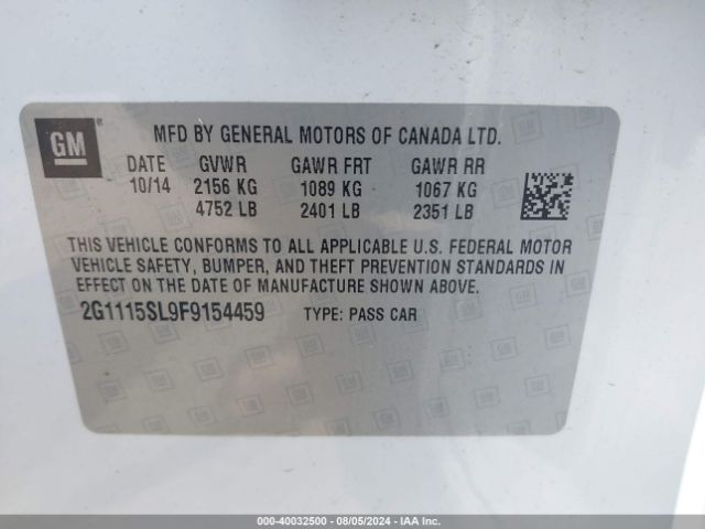 2G1115SL9F9154459 Chevrolet IMPALA 1LT