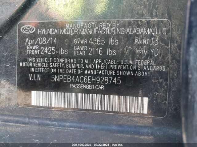 5NPEB4AC6EH928745 Hyundai gamma