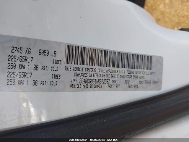 Dodge Grand Caravan Se 2017 2C4RDGBG1HR602597 Image 9