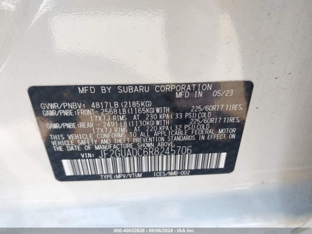 JF2GUADC6R8245706 Subaru Crosstrek Premium
