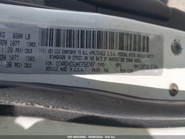 1C4RDHDG3HC732747 Dodge Durango Gt Rwd