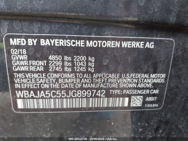 WBAJA5C55JG899742 BMW 530I