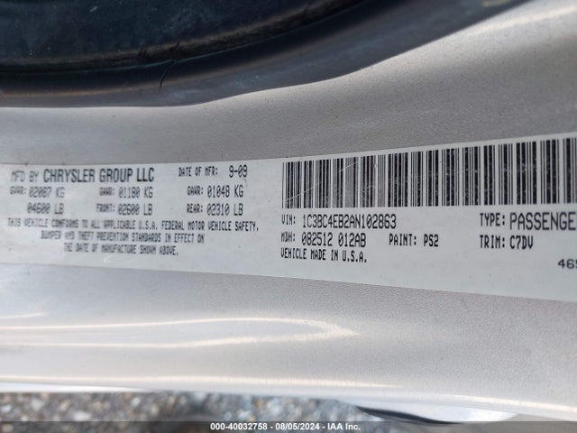 Aukcja sprzedaży 2010 Chrysler Sebring Lx, vin: 1C3BC4EB2AN102863, numer aukcji: 40032758