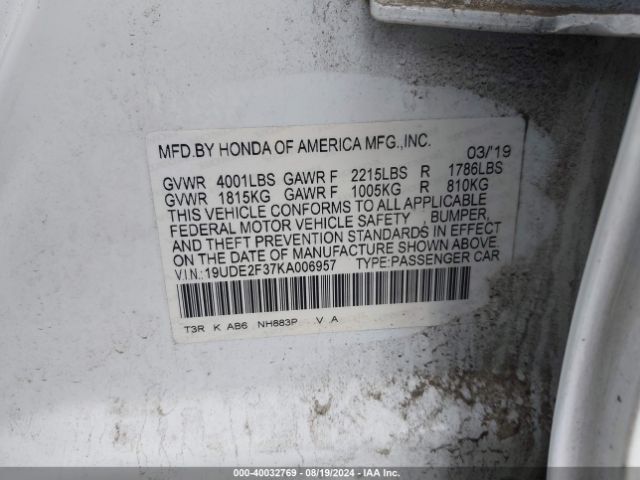 19UDE2F37KA006957 Acura Ilx Standard