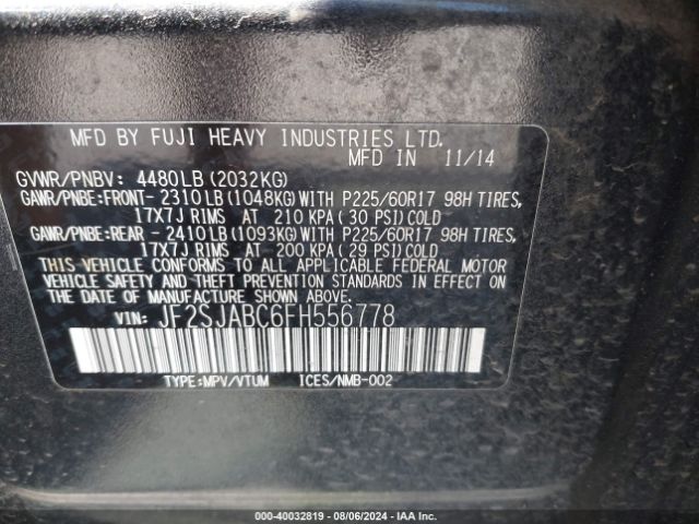 JF2SJABC6FH556778 Subaru Forester 2.5i