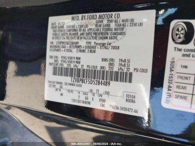 2013 FORD MUSTANG 1ZVBP8CF5D5284489 Photo 8