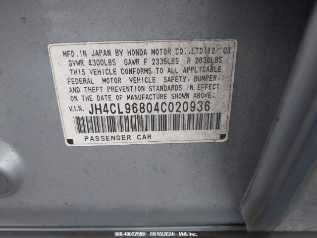 2004 ACURA TSX JH4CL96804C020936 Photo 8