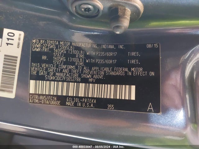 Toyota Sienna Le 8 Passenger 2015 5TDKK3DC7FS652788 Image 9