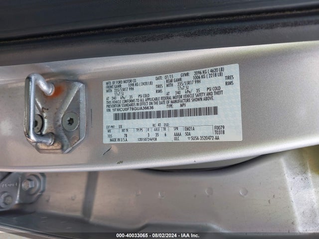 Ford ESCAPE S 2016 1FMCU0F78GUA36636 Image 9