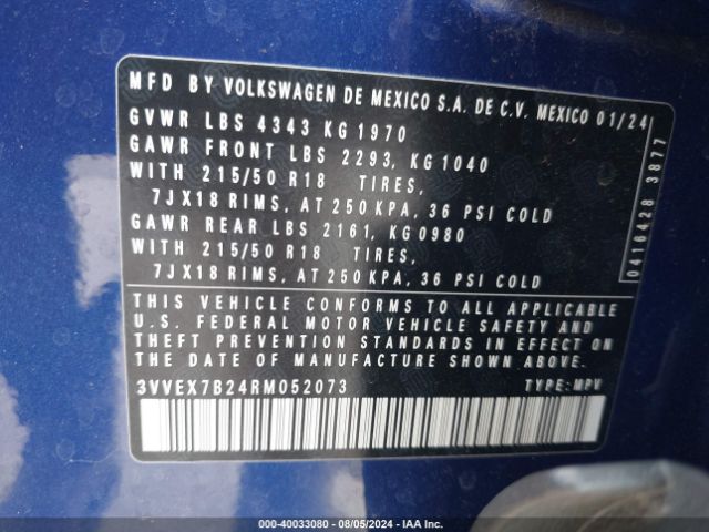 3VVEX7B24RM052073 Volkswagen Taos 1.5t Se