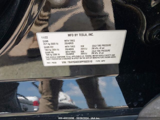 7SAYGAEE8PF602510 Tesla Model Y Awd/long Range Dual Motor All-wheel Drive