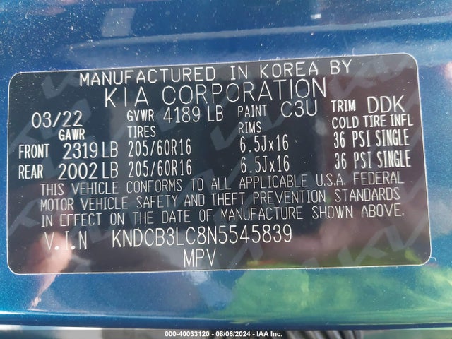 KIA Niro Lxs 2022 KNDCB3LC8N5545839 Image 9