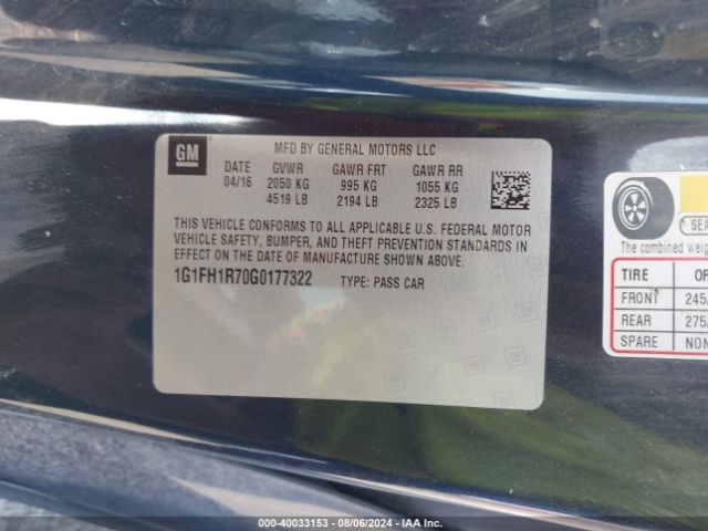 1G1FH1R70G0177322 Chevrolet CAMARO 2SS