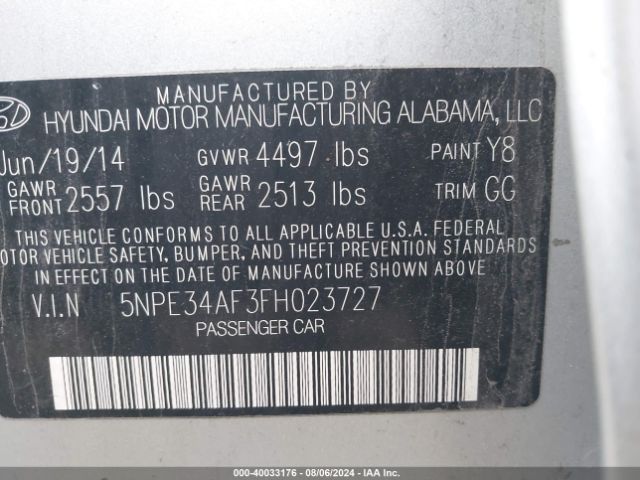 5NPE34AF3FH023727 Hyundai Sonata Limited
