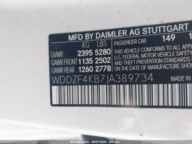 WDDZF4KB7JA389734 Mercedes-Benz E 300 4matic