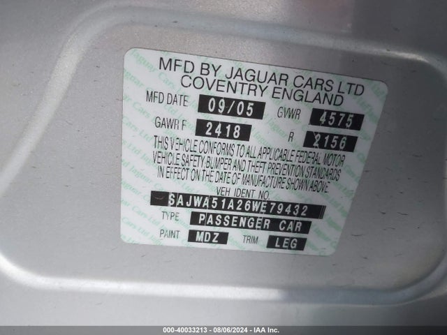 2006 JAGUAR X-TYPE SAJWA51A26WE79432 Photo 8