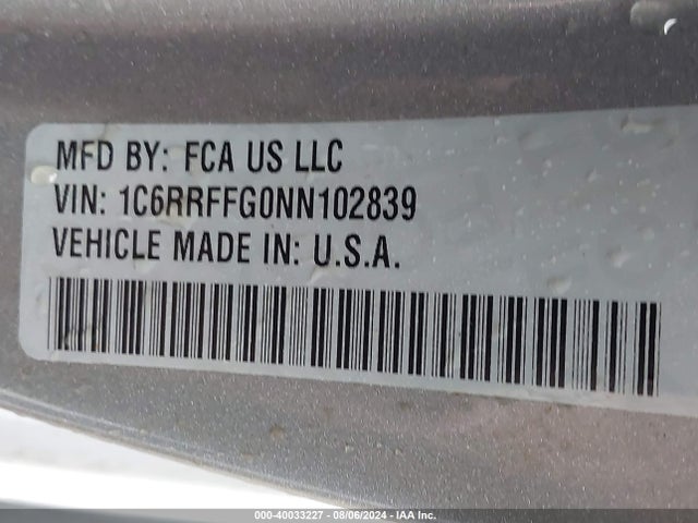 1C6RRFFG0NN102839 RAM 1500 Big Horn  4x4 5'7 Box