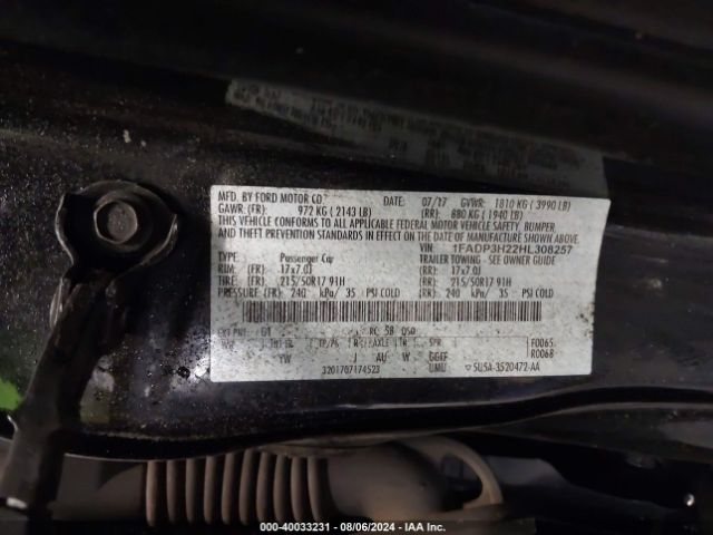 1FADP3H22HL308257 Ford FOCUS SEL
