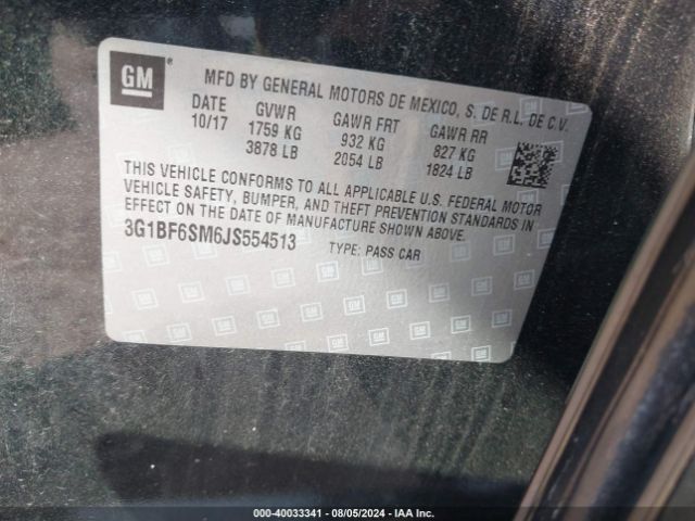3G1BF6SM6JS554513 Chevrolet Cruze Premier Auto