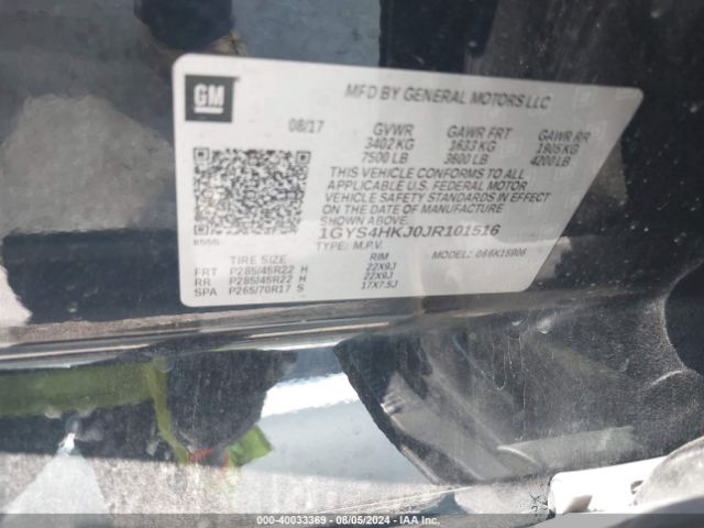 1GYS4HKJ0JR101516 Cadillac Escalade Esv Luxury