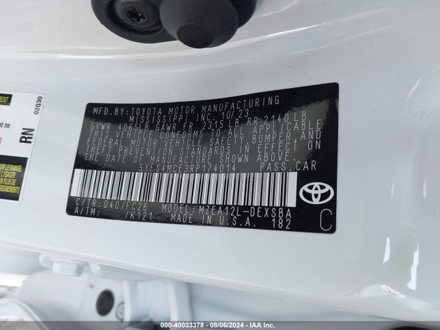 Toyota COROLLA SE 2024 5YFS4MCE3RP174014 Image 8