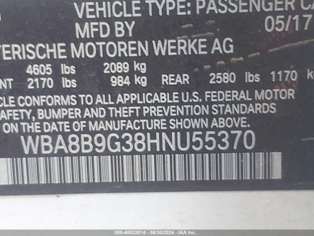 WBA8B9G38HNU55370 BMW 330I