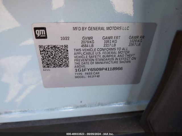 1G1FY6S09P4118966 Chevrolet Bolt Euv Fwd Lt