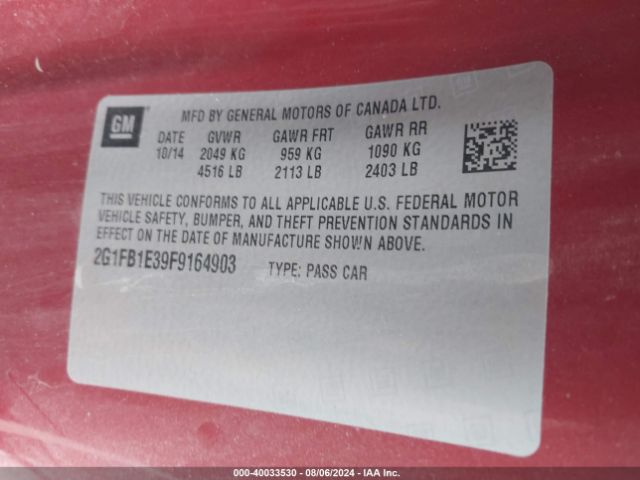 2G1FB1E39F9164903 Chevrolet Camaro 2ls
