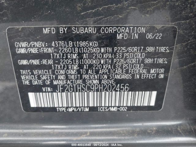 JF2GTHSC9PH202456 Subaru Crosstrek Sport