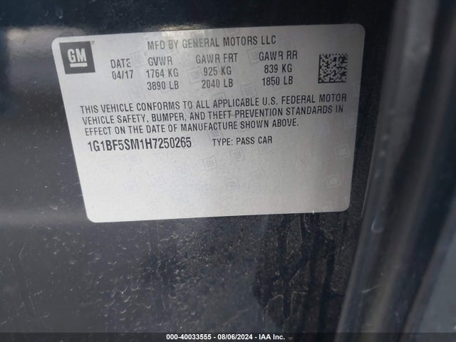 Chevrolet Cruze Premier Auto 2017 1G1BF5SM1H7250265 Image 9