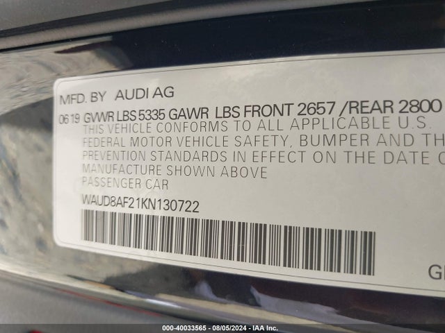 WAUD8AF21KN130722 Audi A6 45 Premium