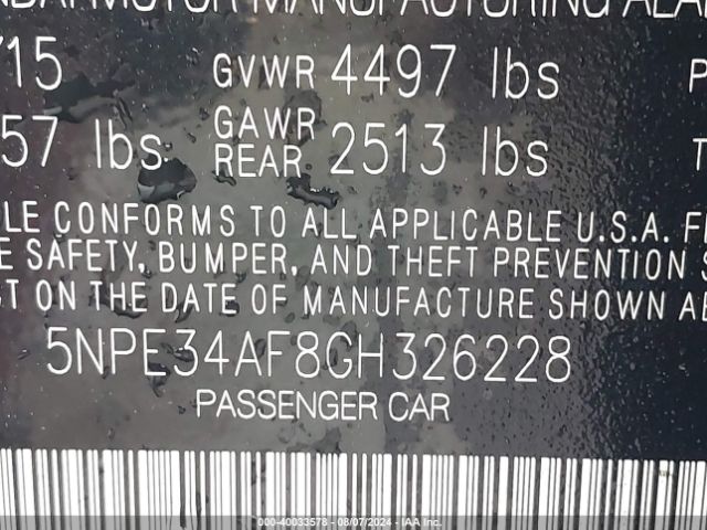 5NPE34AF8GH326228 Hyundai Sonata Sport