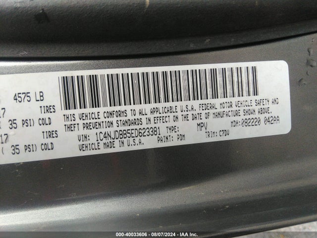 1C4NJDBB5ED623381 Jeep Compass Sport