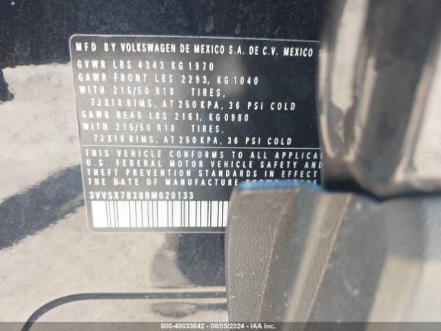3VVSX7B28RM020133 Volkswagen Taos 1.5t Se