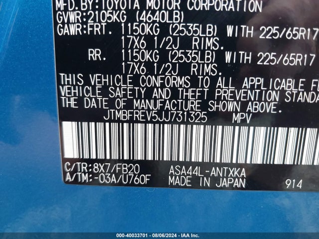 Toyota RAV4 LE 2018 JTMBFREV5JJ731325 Image 9