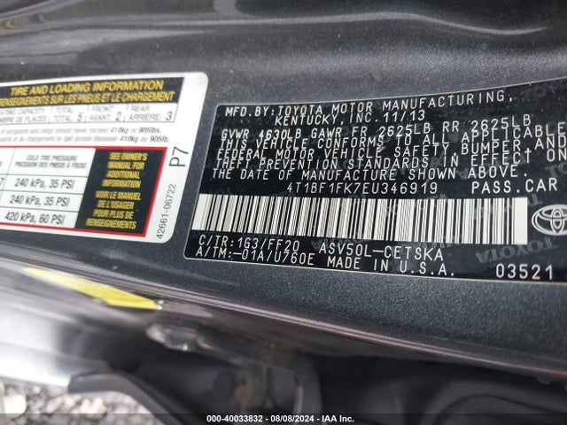 Toyota CAMRY SE 2014 4T1BF1FK7EU346919 Image 9