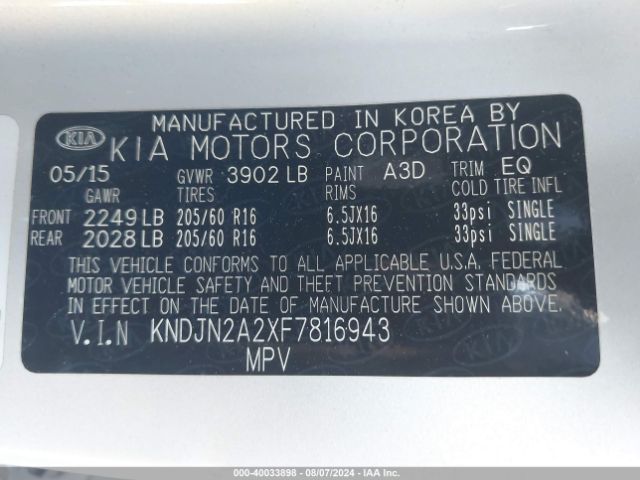 KNDJN2A2XF7816943 KIA Soul