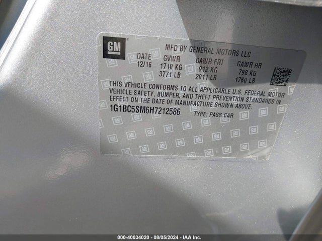 Chevrolet Cruze Ls Auto 2017 1G1BC5SM6H7212586 Image 9