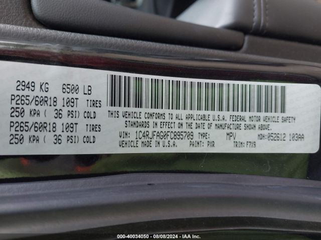 1C4RJFAG0FC895709 Jeep Grand Cherokee Laredo
