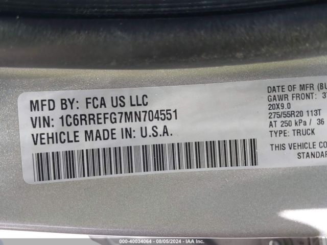 1C6RREFG7MN704551 RAM 1500 Lone Star  4x2 5'7 Box