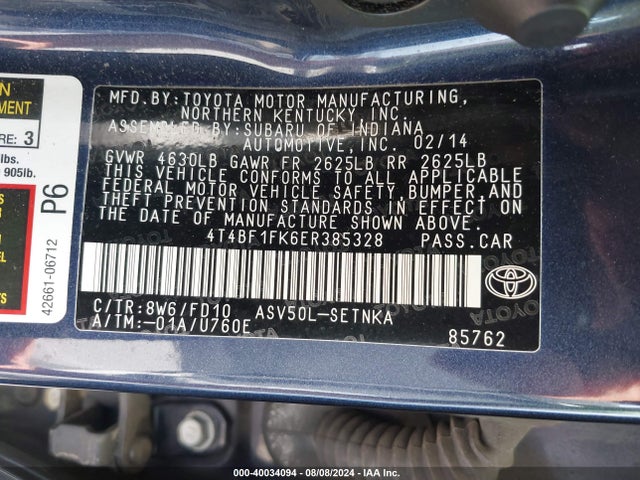 Toyota CAMRY LE 2014 4T4BF1FK6ER385328 Image 9