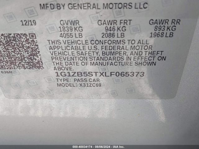 1G1ZB5STXLF065373 Chevrolet Malibu Fwd Ls