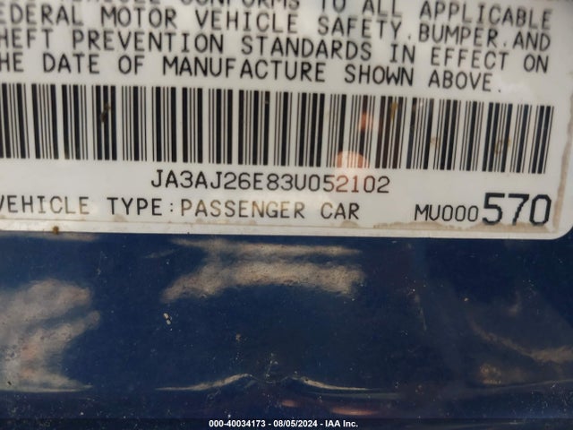 2003 MITSUBISHI LANCER JA3AJ26E83U052102 Photo 8